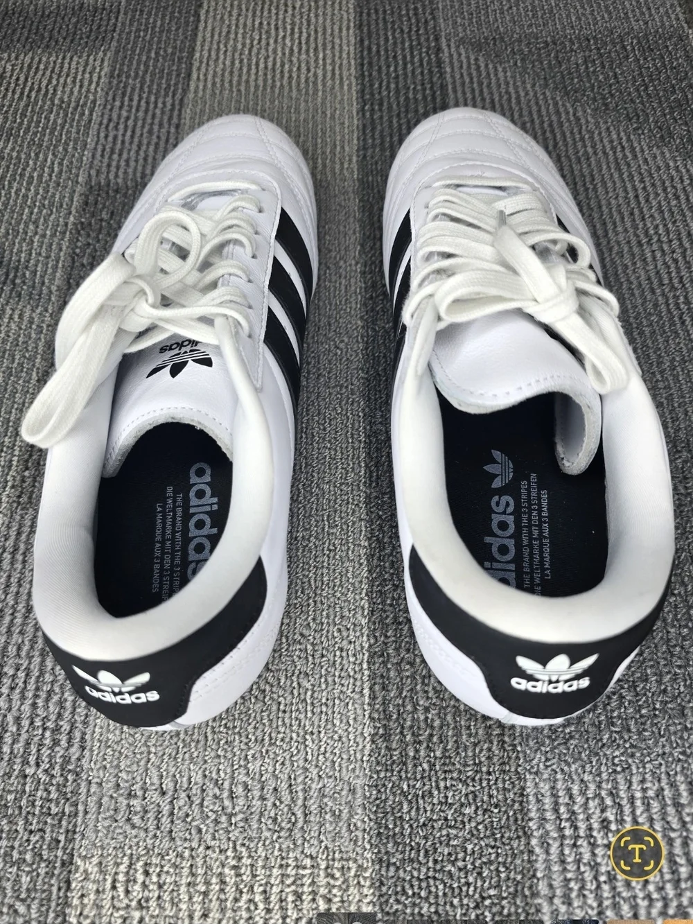 adidas Unisex Taekwondo White Leather Sneakers with Black Three Stripes